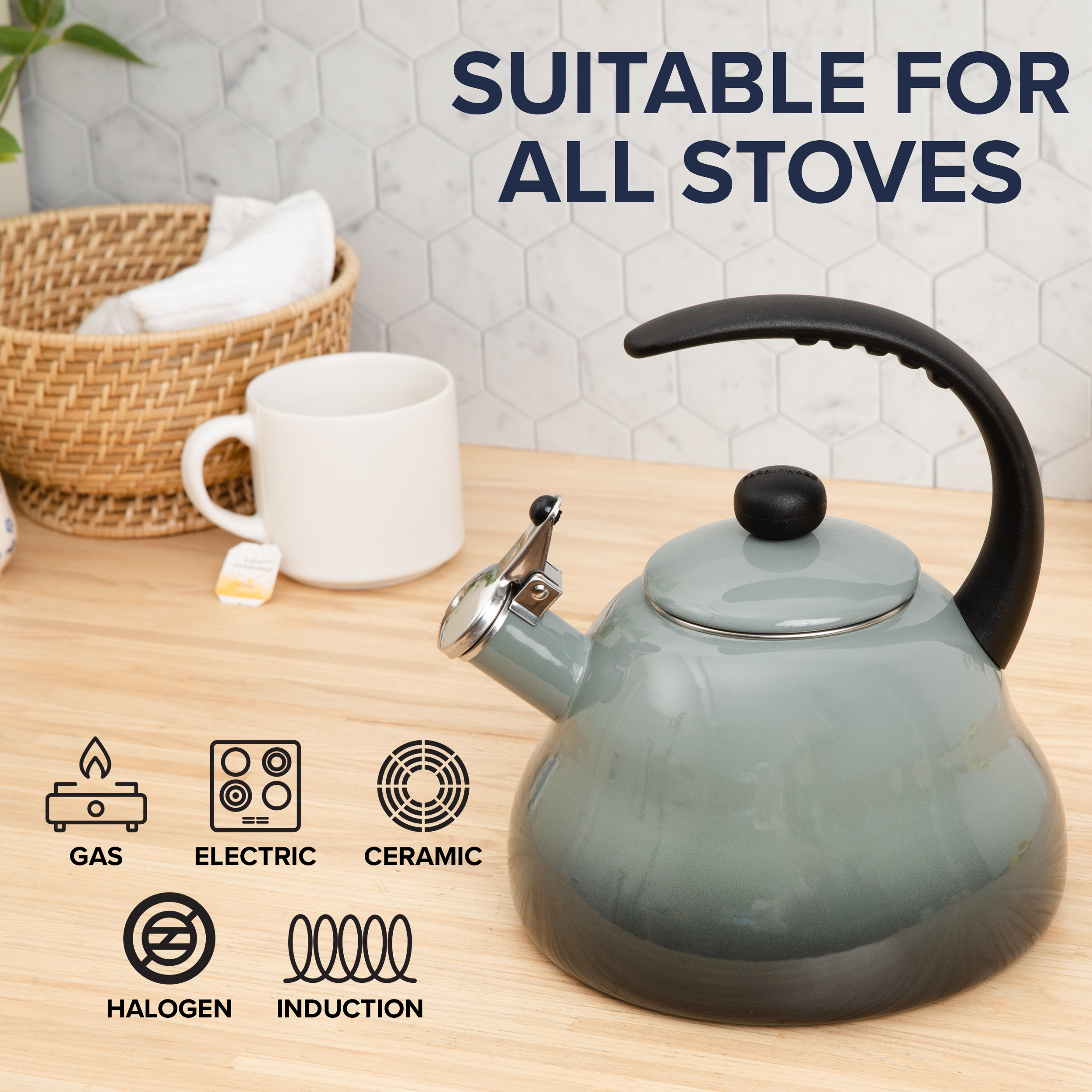 Farberware 9.2-Cups Stainless Steel Induction Tea Kettle with Pour